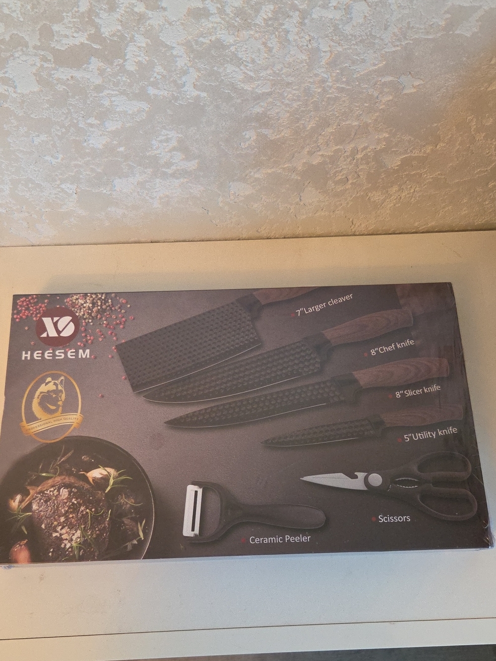 6-Piece Knife and Tool Set in Black - Nonstick Textured Blades
